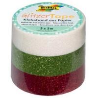 Folia GlitterTape 15mmx5m 3set beyaz/yeşil/kırmızı