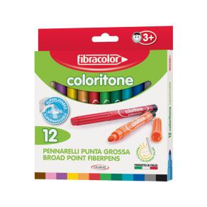 Fibracolor Coloritone Kalın Keçeli Kalem 12 Renk