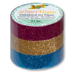 Folia GlitterTape 15mmx5m 3set pembe/altın/a.mavi