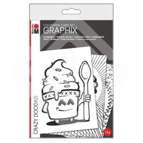 Marabu Colouring Card Set Graphix 350gr 12 adet